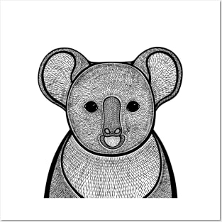 Koala Ink Art - cool detailed animal design - on white Posters and Art